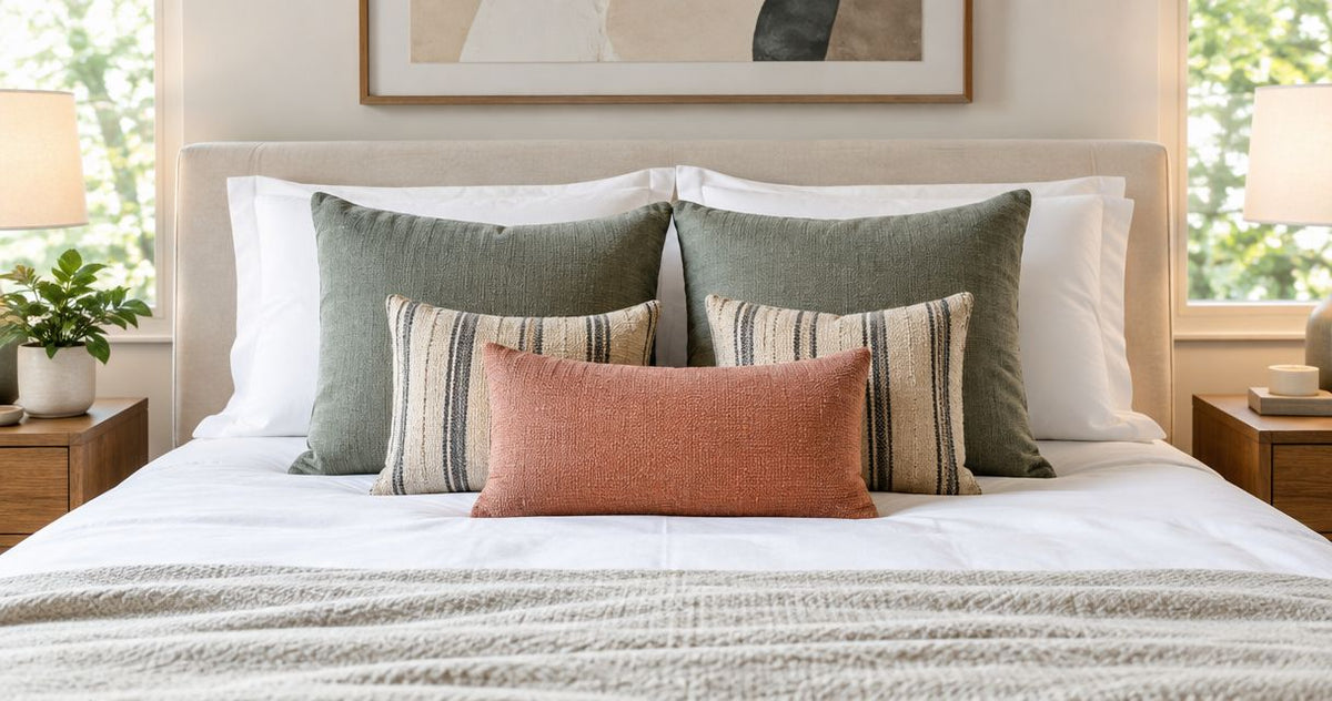 How many decorative pillows should go on a bed?