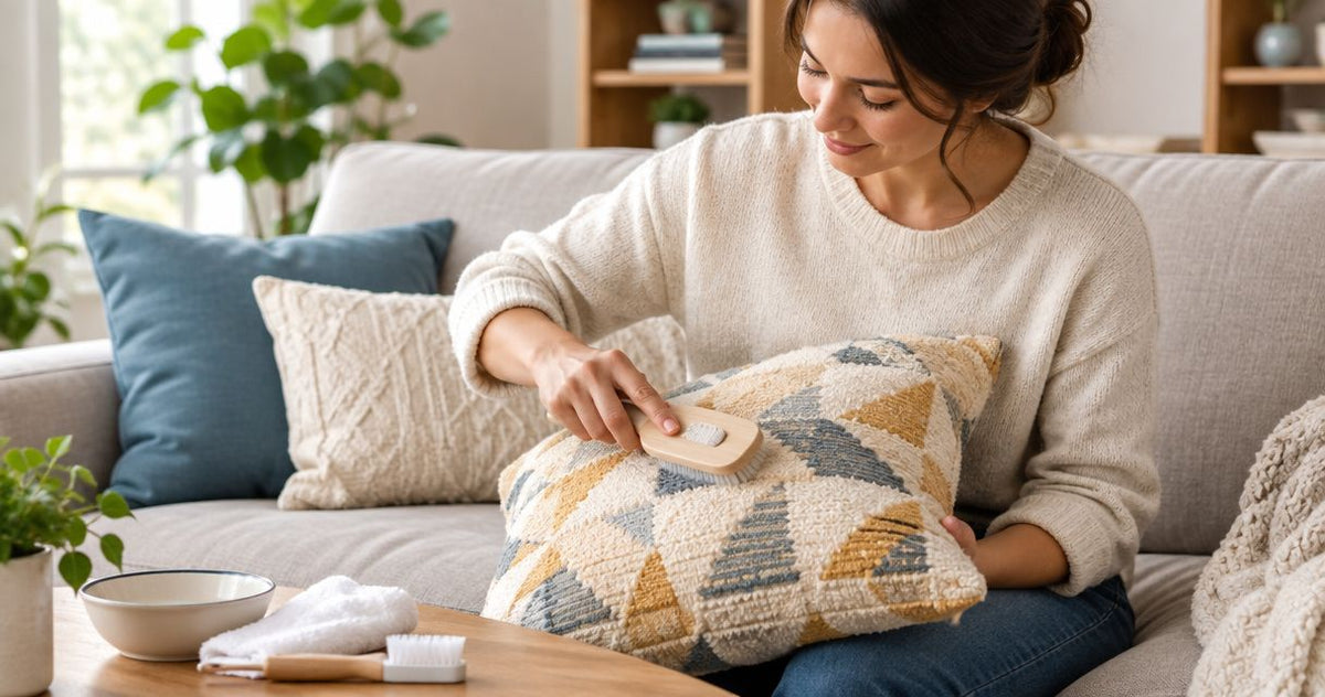 How do you clean a decorative pillow that can't be washed?