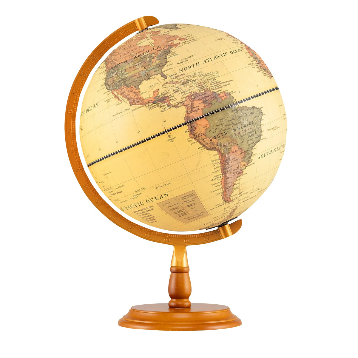 12-inch illuminated world globe by DirectDeals, antique-style light-up globe with night lamp feature for educational or decorative use