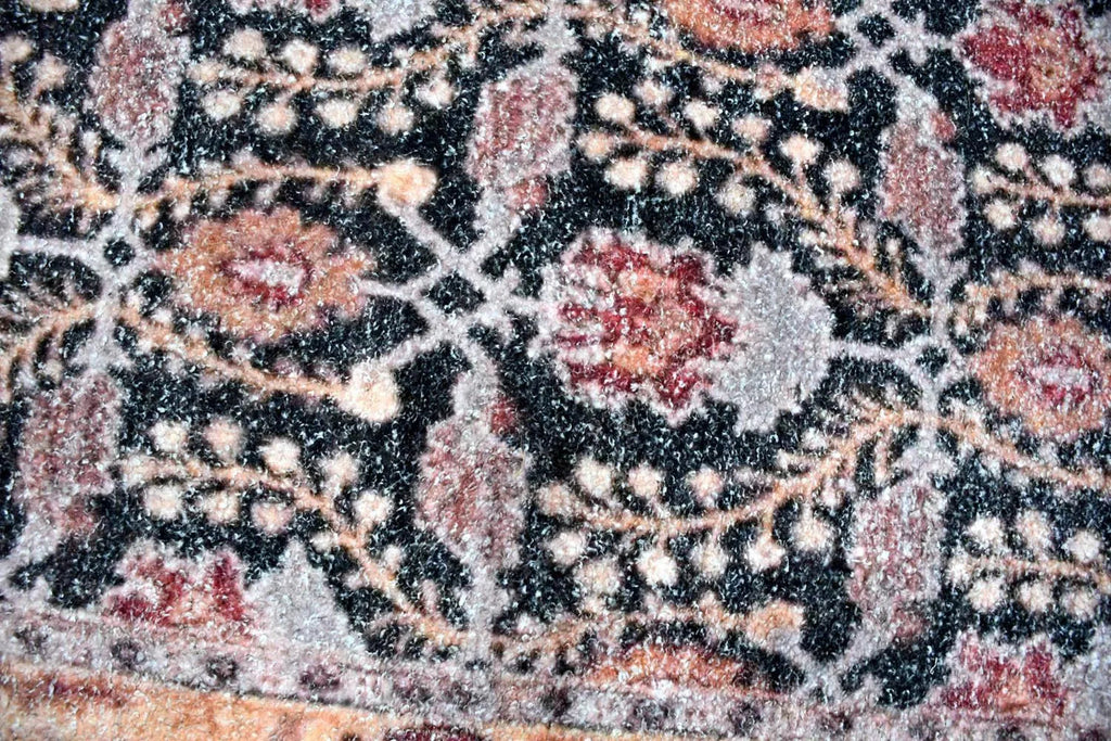 Multi Sizes Micro Printed Hand Woven Polyester Oriental Area Rug Charcoal, Peach Color