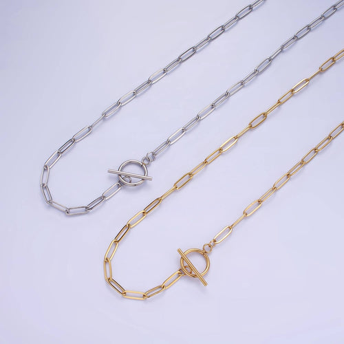 14K Gold Filled Toggle Clasps Paperclip Chain 19"  Necklace | Silver or Gold (Necklaces) product photo