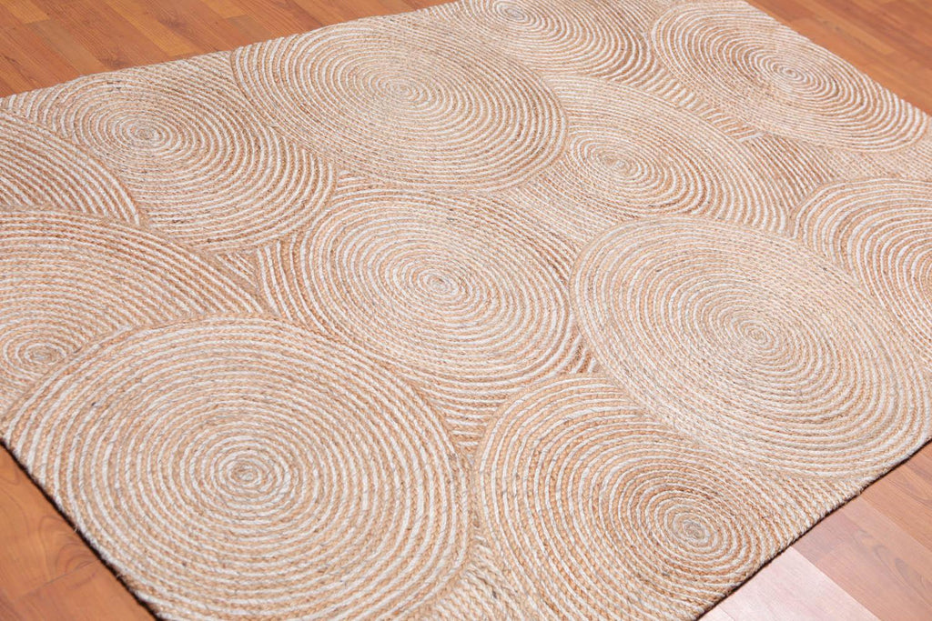 4'9" x 7'9" Hand Braided Sisal & Wool Area Rug Contemporary Beige