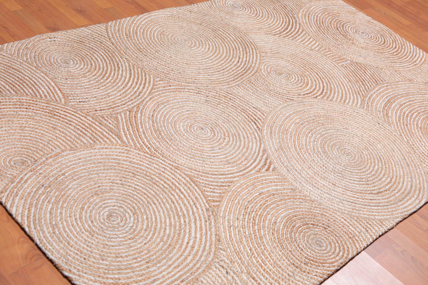 4'9" x 7'9" Hand Braided Sisal & Wool Area Rug Contemporary Beige