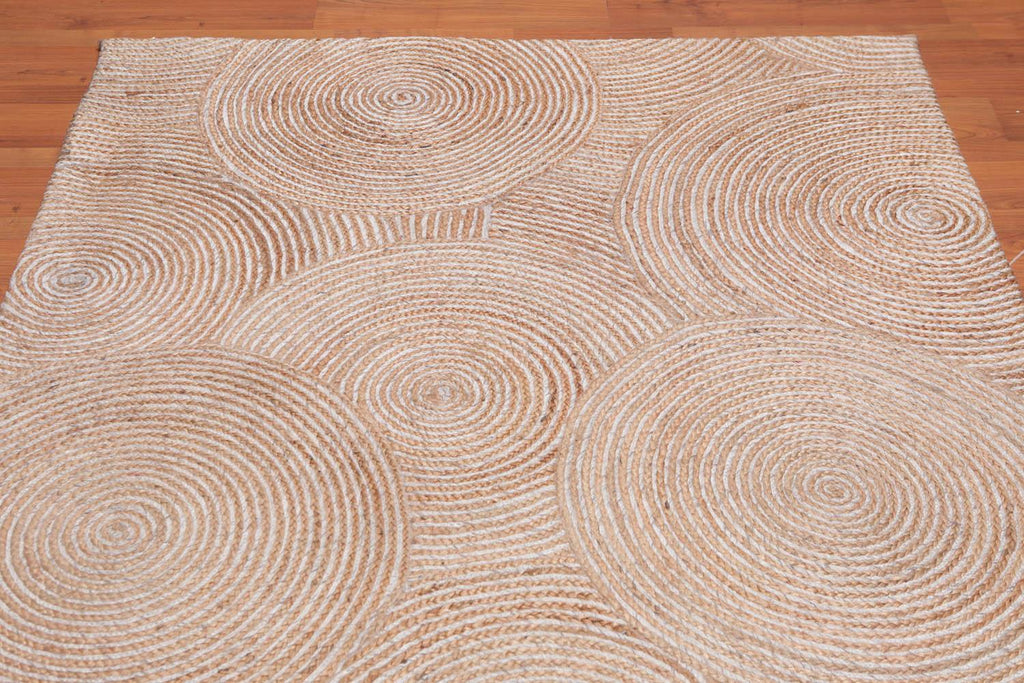 4'9" x 7'9" Hand Braided Sisal & Wool Area Rug Contemporary Beige