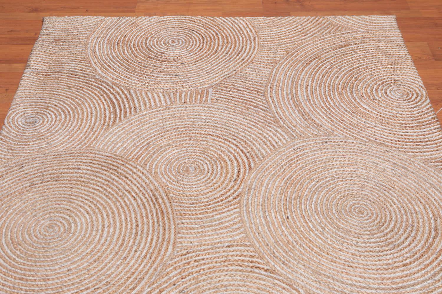 4'9" x 7'9" Hand Braided Sisal & Wool Area Rug Contemporary Beige