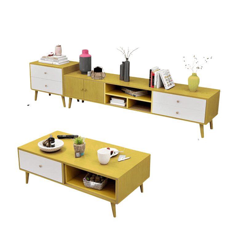 Modern Tv Stand Side Table & Coffee Table Package For Living Room