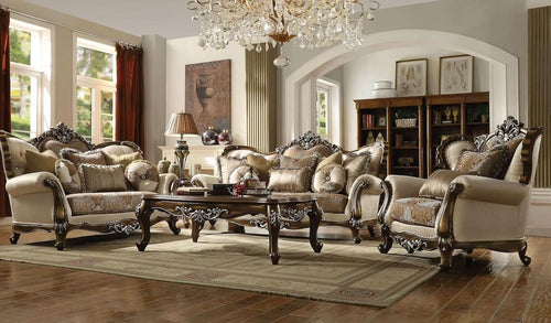 4 Piece Traditional Living Room Set With 91In Sofa Loveseat Chair Coffee Table