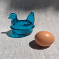 Nesting Hen Bowl & Lid -TURQUOISE | Hand Blown Glass -Colombia