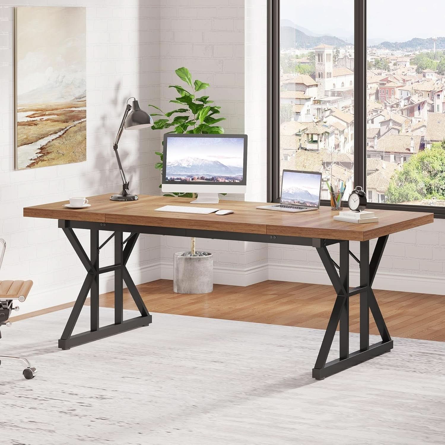 70.8 Inch Executive Desk Large Modern Home Office Desk