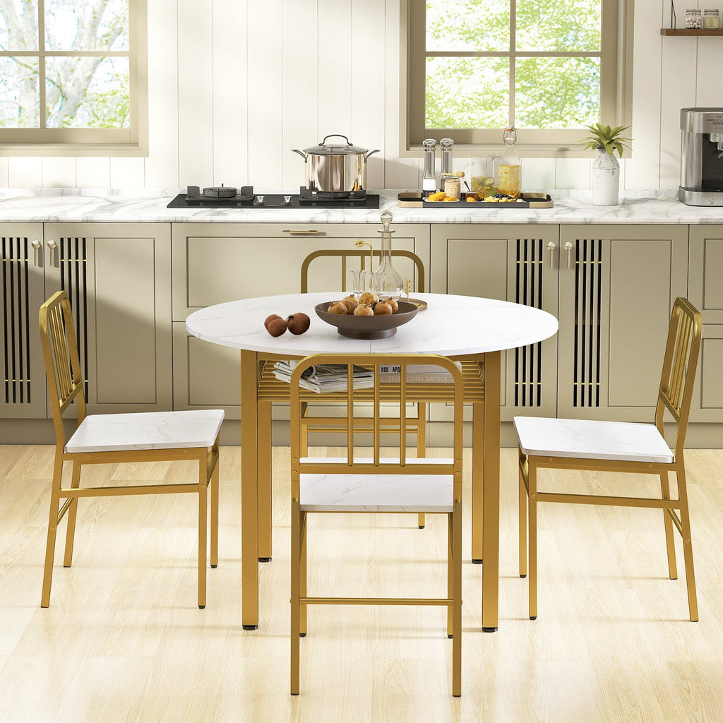 Round 5-piece dining table set with storage shelf by DirectDeals, featuring a smooth tabletop and modern design for dining rooms.