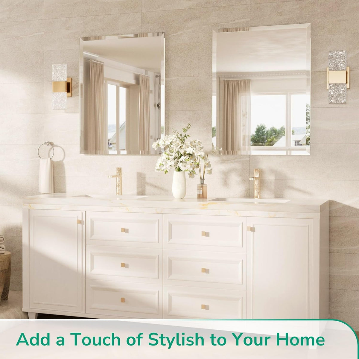 Tempered Frameless Bathroom Mirror 24X36 Beveled Edges