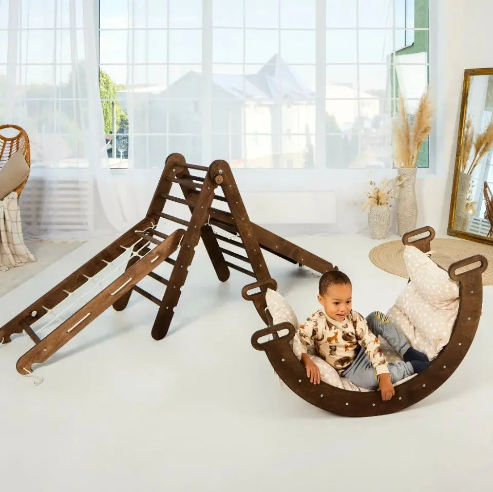 5in1 Montessori Climbing Set: Triangle Ladder + Arch/Rocker + Slide Board/Ramp + Netting rope + Cushion (5in1 Playsets) - view 12