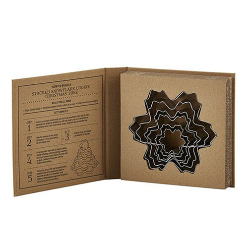 6-Piece Snowflake Cookie Cutter Set Book Box | Holiday Gift Set for Baker (ALL THE THINGS) product photo
