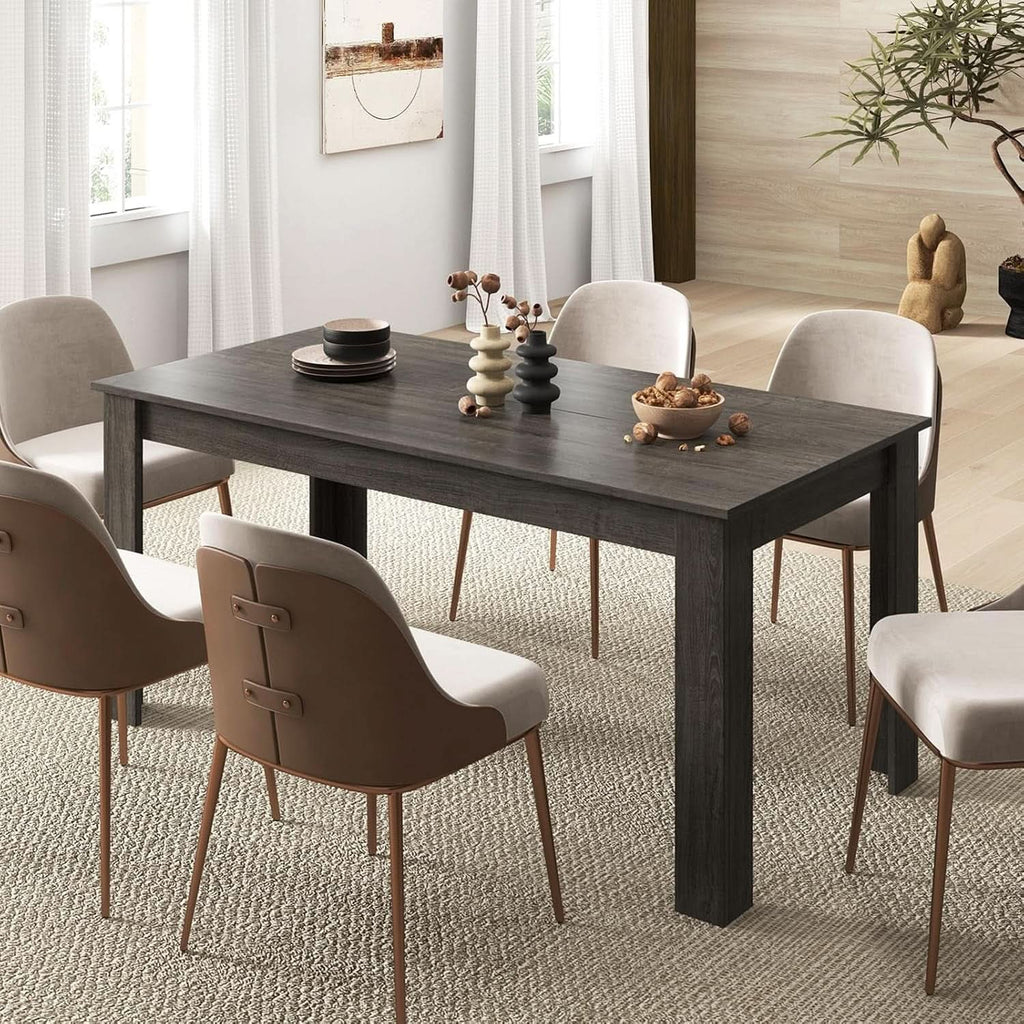 63 Inch Wood Dining Table For 4 To 6 People Grey Ideal For Dining Room