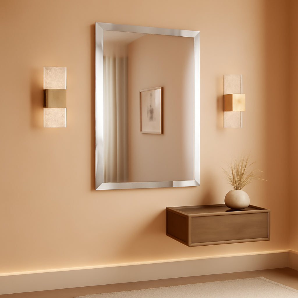 Tempered Frameless Bathroom Mirror 24X36 Beveled Edges