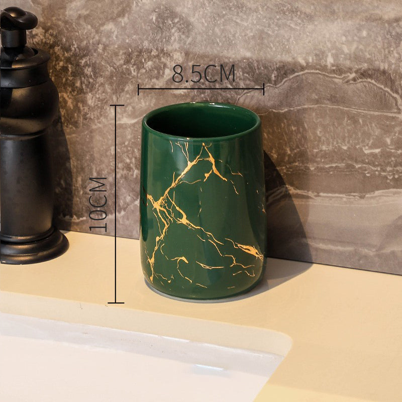 Luxury Couple’s Ceramic Cup Set – High-End Bathroom Tumblers product photo