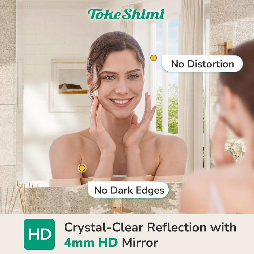 Tempered Frameless Bathroom Mirror 24X36 Beveled Edges