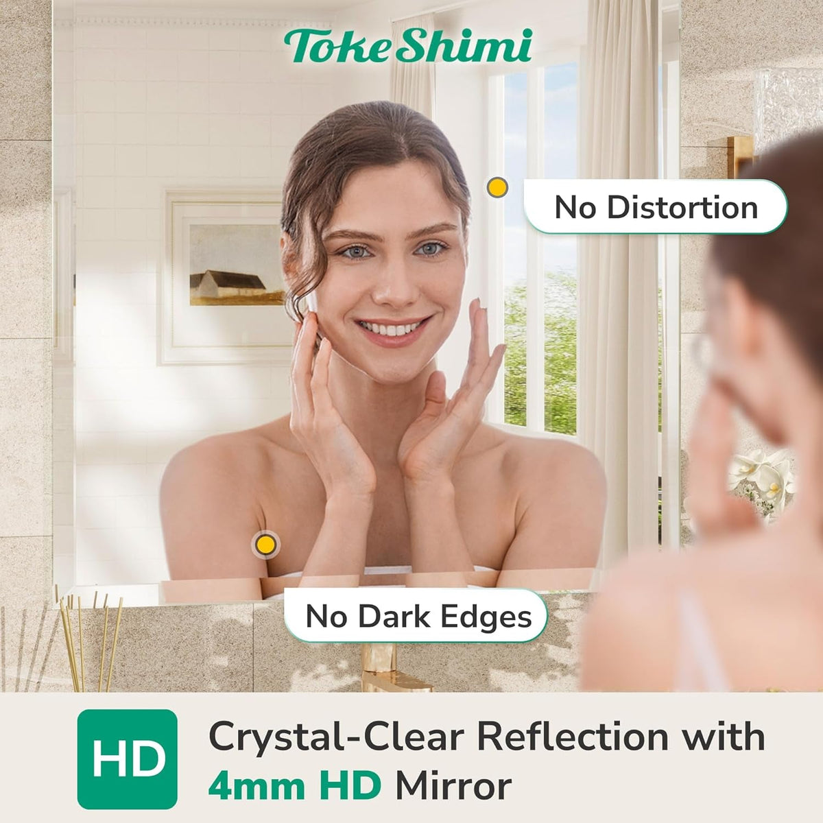 Tempered Frameless Bathroom Mirror 24X36 Beveled Edges