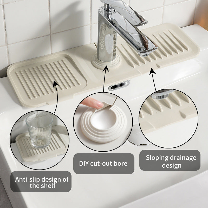 Silicone Drain Pad Faucet Drain Pad Kitchen Countertop Sink Drainer Splash Guard