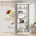 White Six Tier Modern Bookshelf Contemporary Home Storage Rack