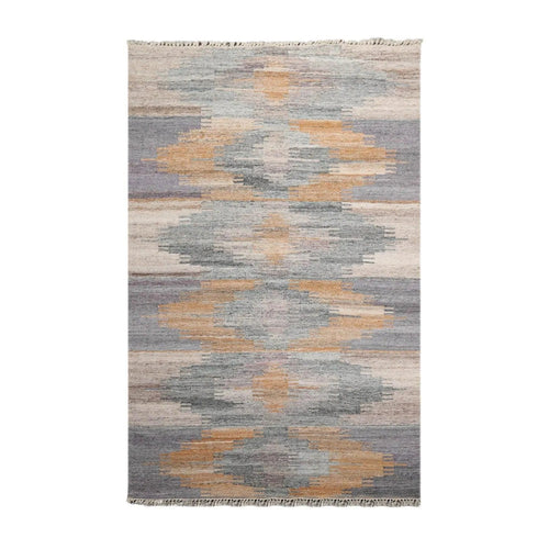 5' x 8' Indoor Outdoor  Hand Woven 100% Recycled PET Yarn Modern Kilim Area Rug Gray (Flat Weave;Hand Woven;5x7;Rectangle;Gray, Beige, Caramel;Southwestern) product photo