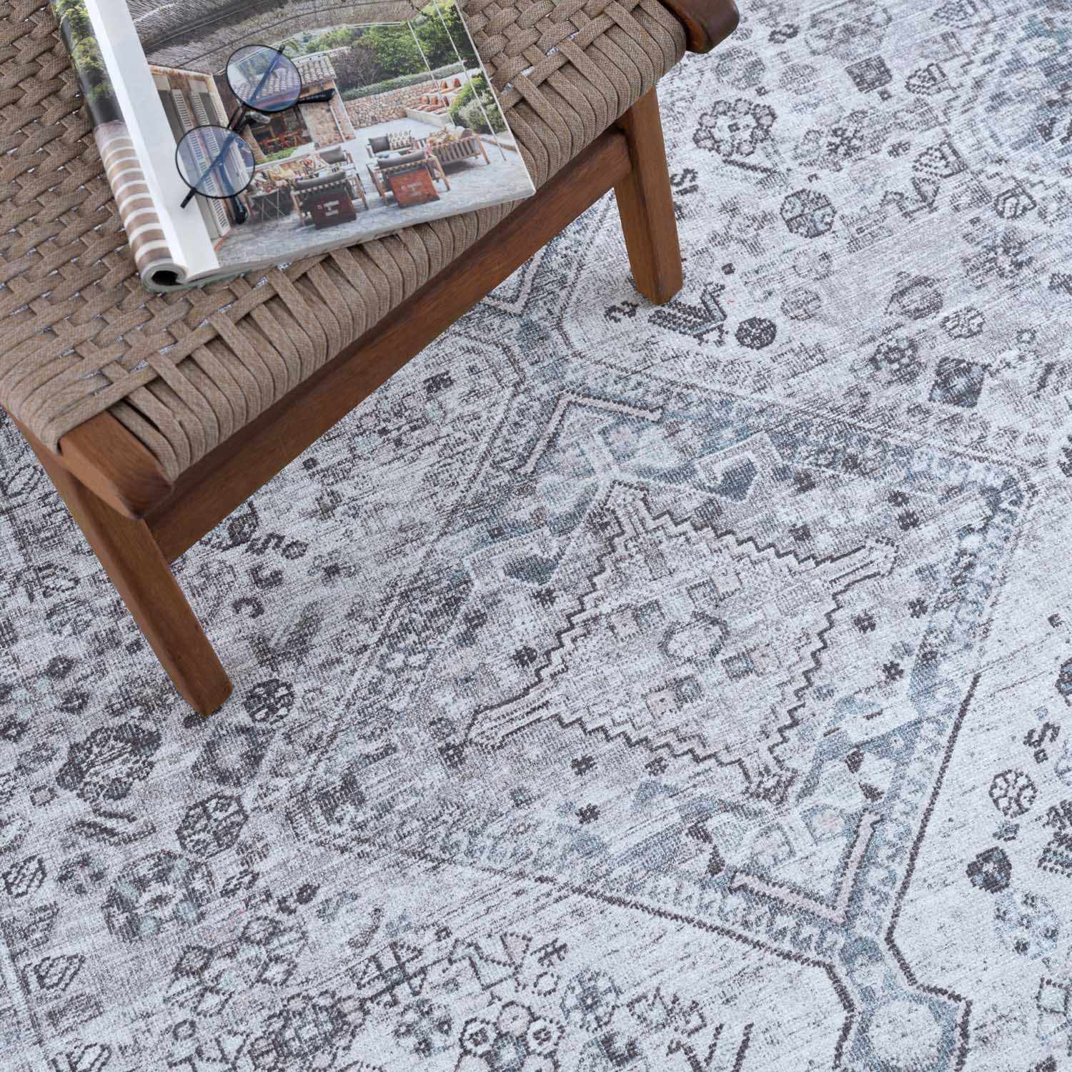 Barny Gray Denim Washable Rug