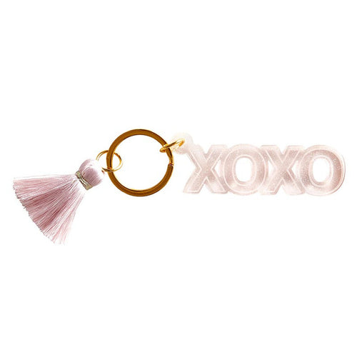 Acrylic Keychain with Tassel - XOXO or Babe | Cute Gold Tone Key Ring Gift Accessory (Keychains) product photo
