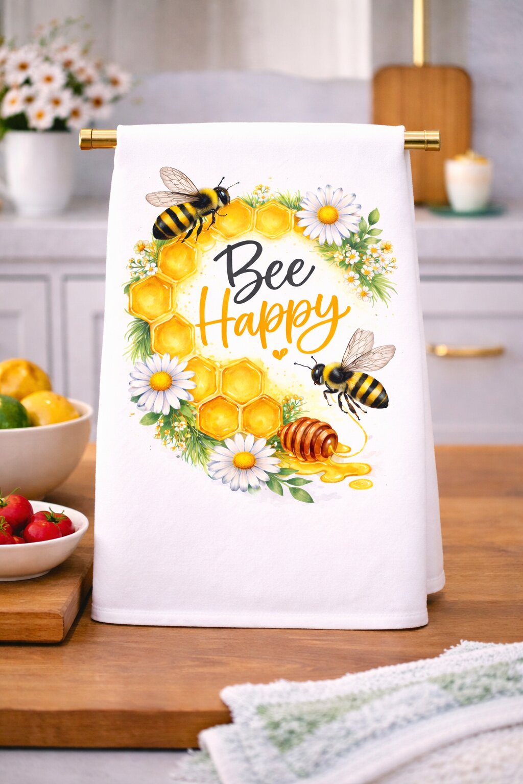 Bee Happy Honeycomb Kitchen Towel