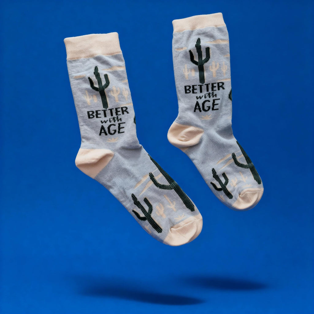 Better With Age Socks | Cactus Plants Illustration