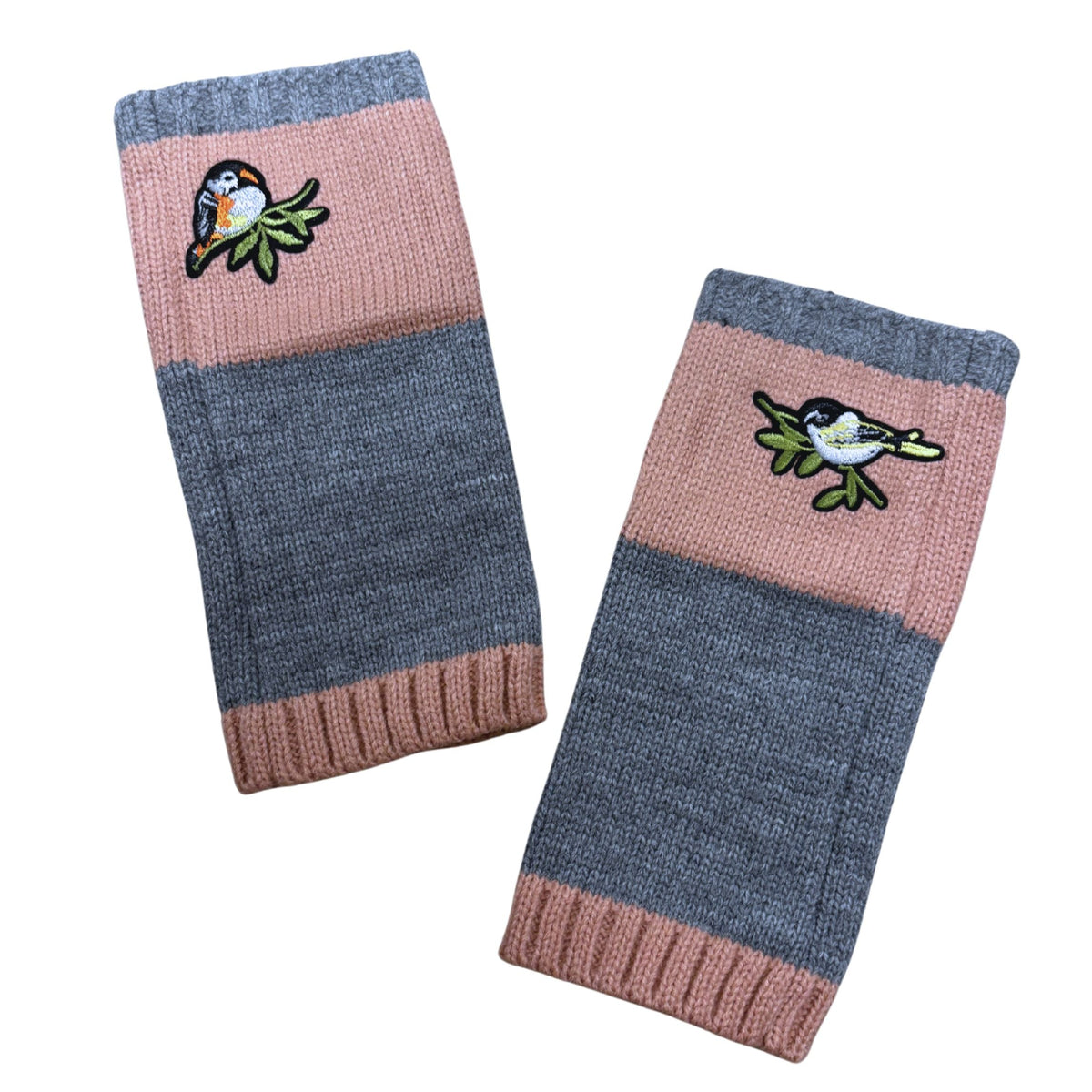 Bird Applique Arm Warmers | Fingerless Gloves in Black, Pink, or Green product photo - view 13