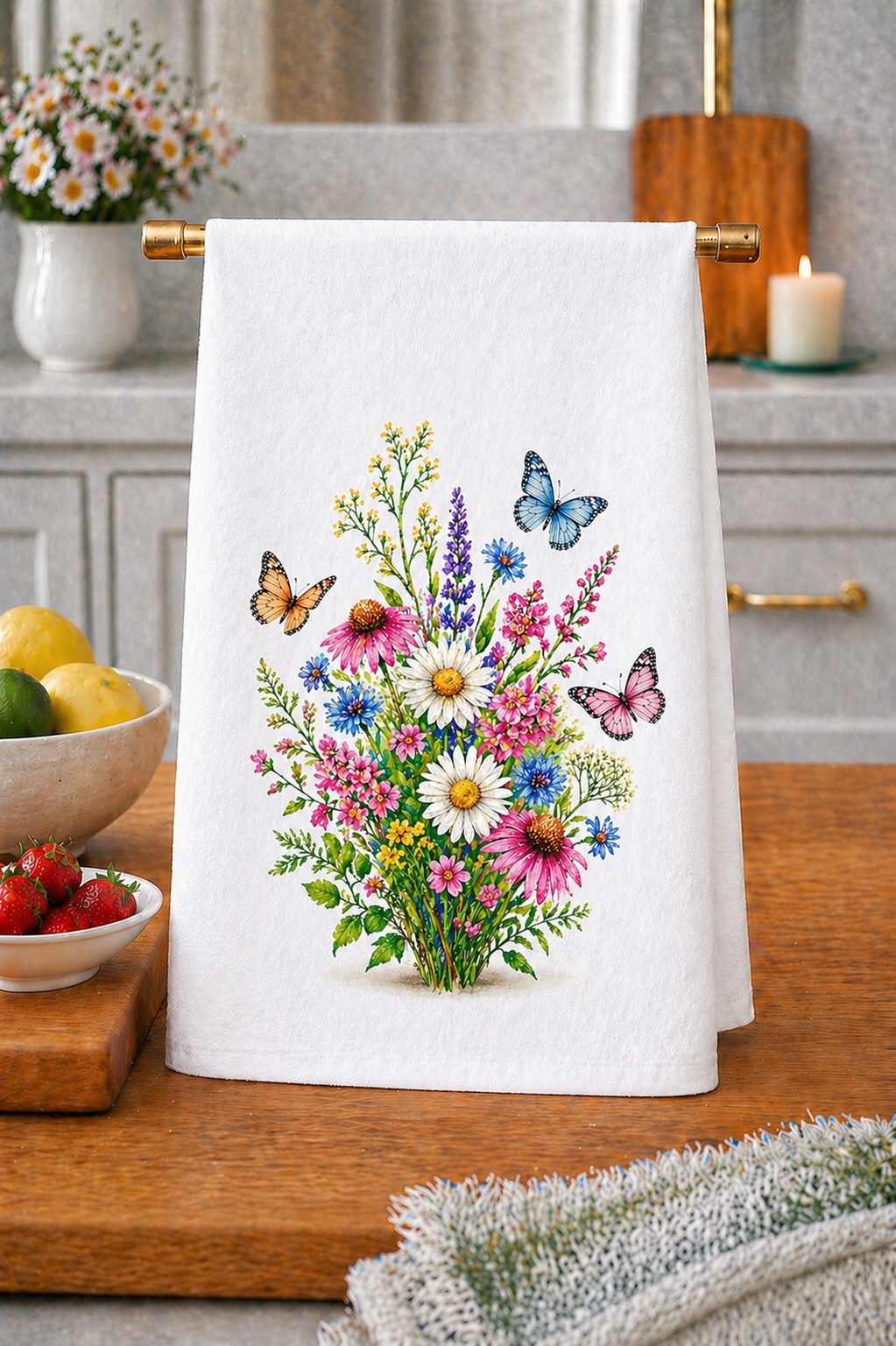 Wildflower and Butterfly Kitchen Towel