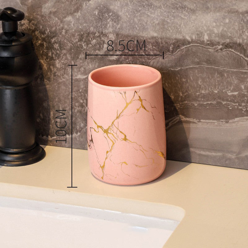 Luxury Couple’s Ceramic Cup Set – High-End Bathroom Tumblers product photo - view 3