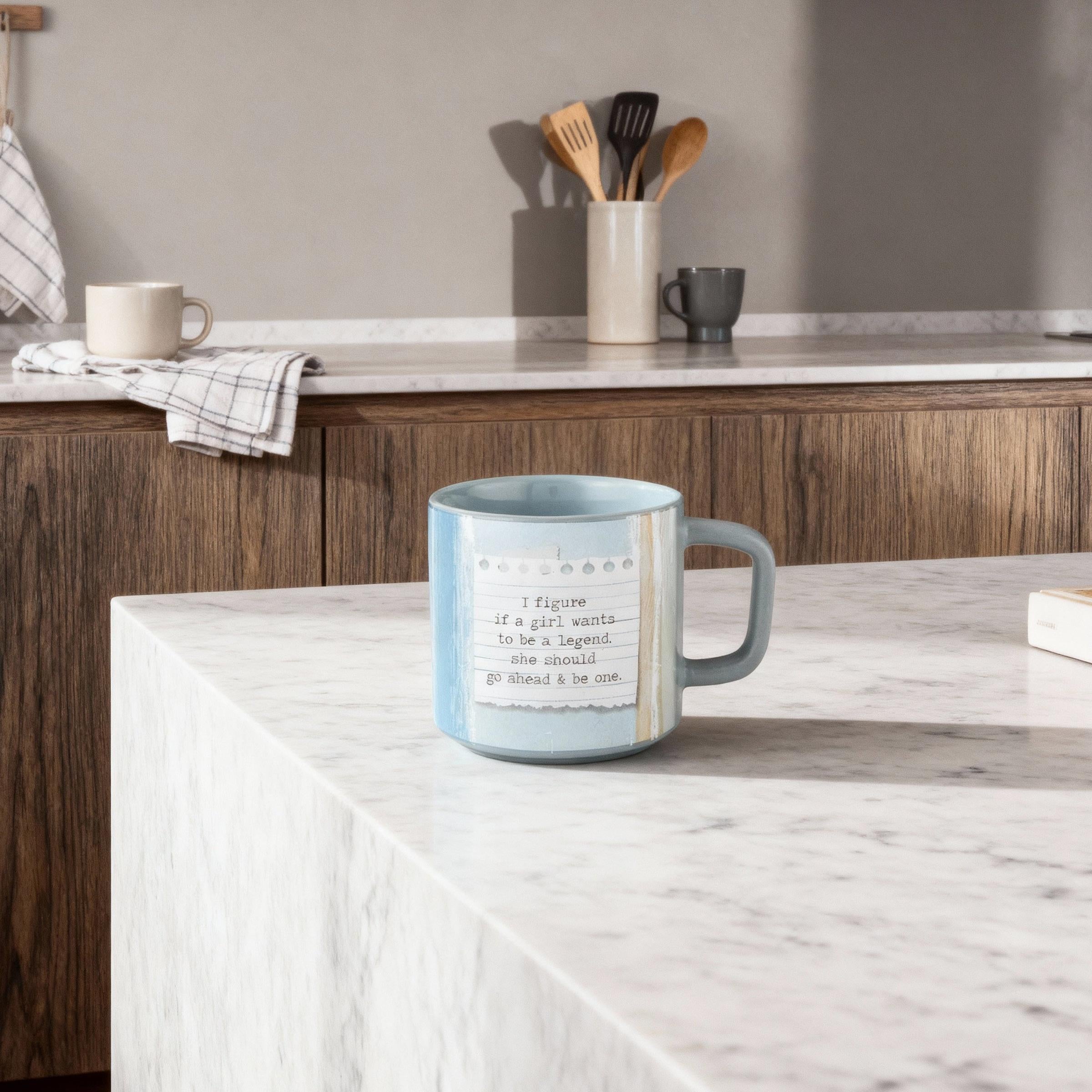 Calamity Jane "If a Girl Wants To Be A Legend" Coffee Mug | Stoneware Tea Coffee Cup | 14oz
