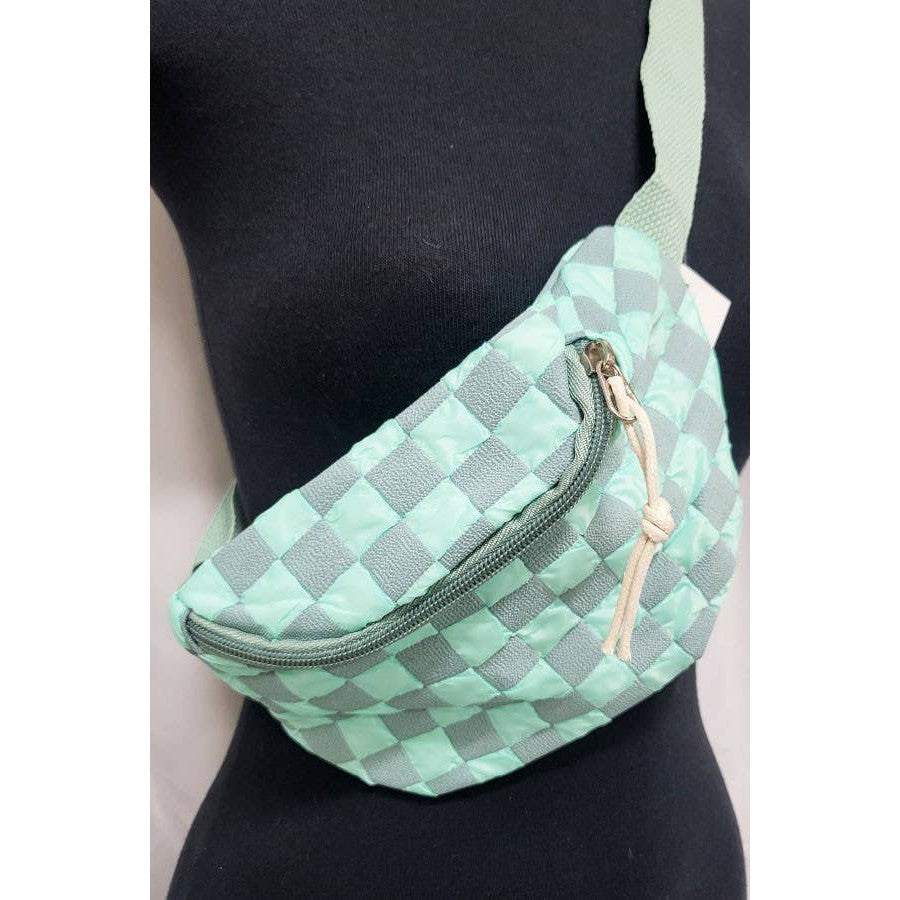 Checkered Belt Bag Fanny Pack Y2K Gen Z Aesthetic win 4 Colors [Violet, Pink, Green, Gray] 9.5" x 6" (Bags) - view 10