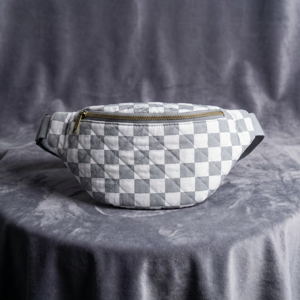 Checkered Belt Bag Fanny Pack Y2K Gen Z Aesthetic win 4 Colors [Violet, Pink, Green, Gray] 9.5" x 6"
