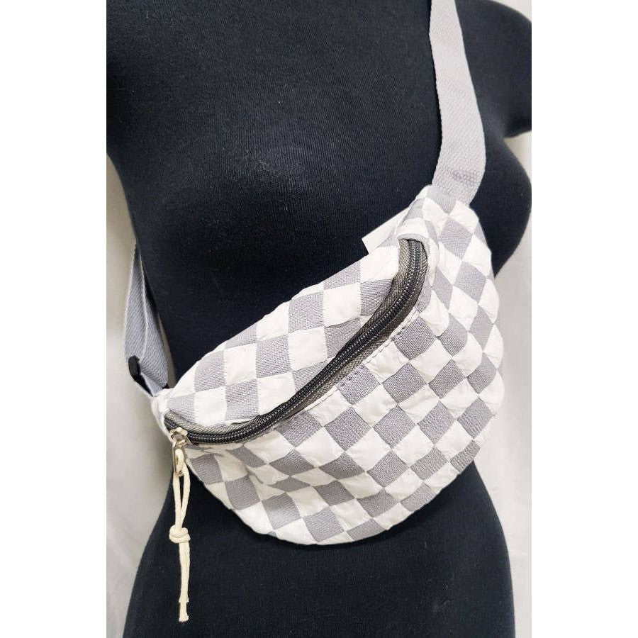 Checkered Belt Bag Fanny Pack Y2K Gen Z Aesthetic win 4 Colors [Violet, Pink, Green, Gray] 9.5" x 6" (Bags) - view 8