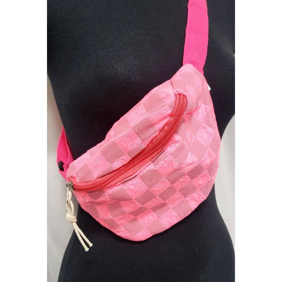 Checkered Belt Bag Fanny Pack Y2K Gen Z Aesthetic win 4 Colors [Violet, Pink, Green, Gray] 9.5" x 6" (Bags) - view 9
