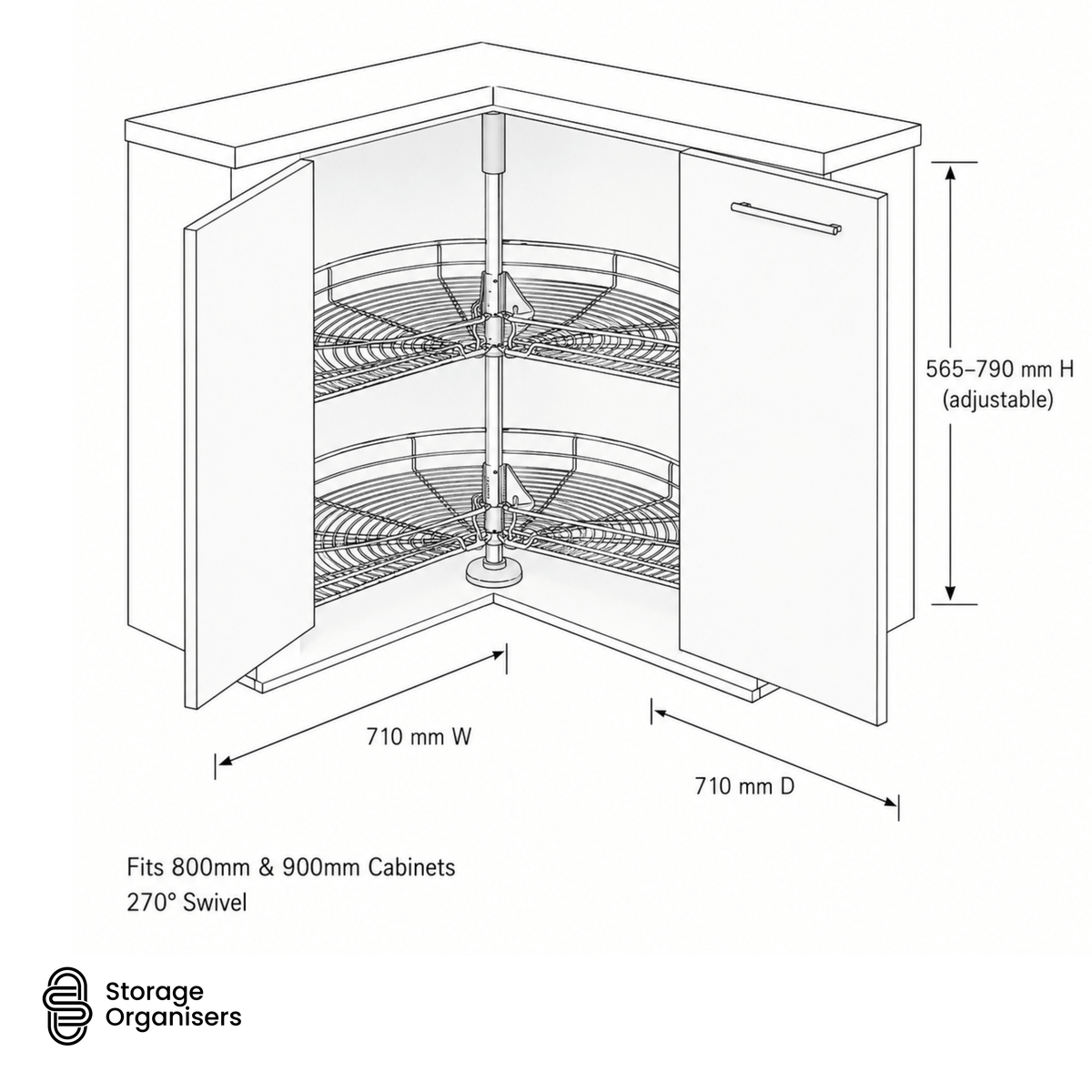 Lazy Susan Corner Cabinet – 270° Swivel Unit (2 Sizes)