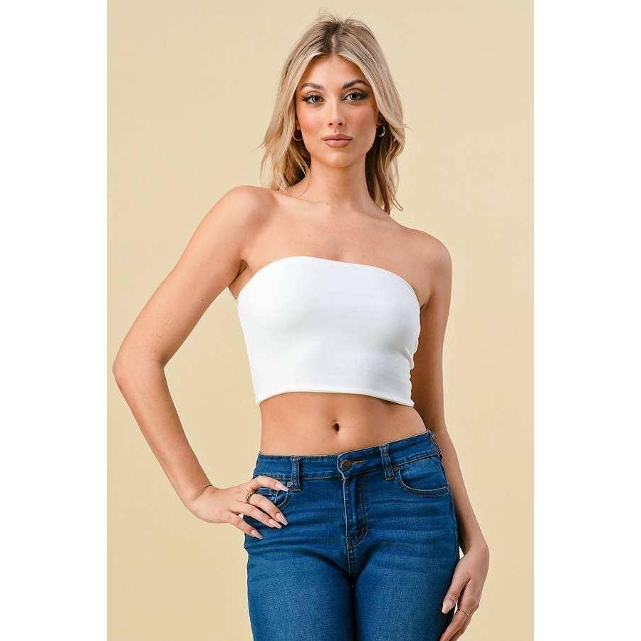 Doubled Layered Back Lace Up Tube Top | Casual Style Sleeveless Cropped Top [Available in Sizes SM-L] (Apparel) - view 6