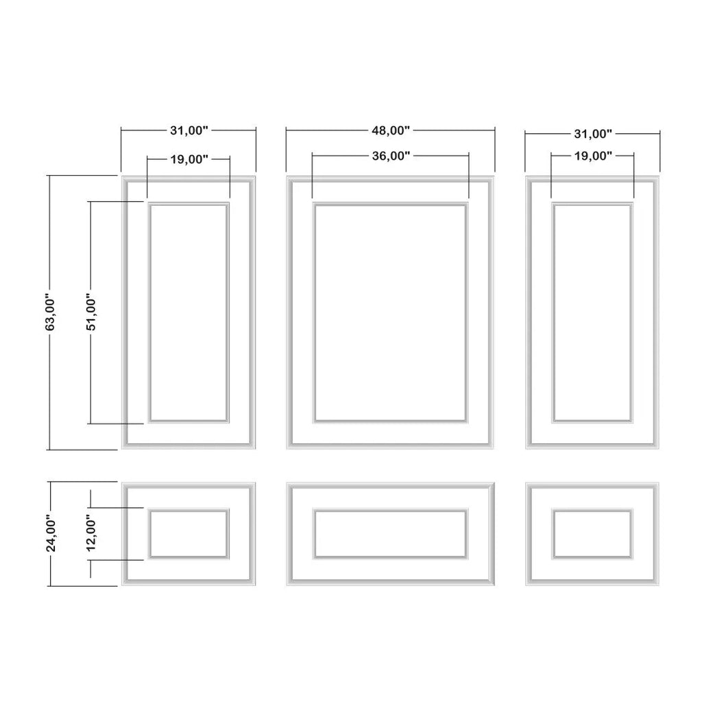 Pre-Cut Wall Molding Kit for Dining Room - 3 Upper & 3 Bottom Nested Frames | Easy Installation