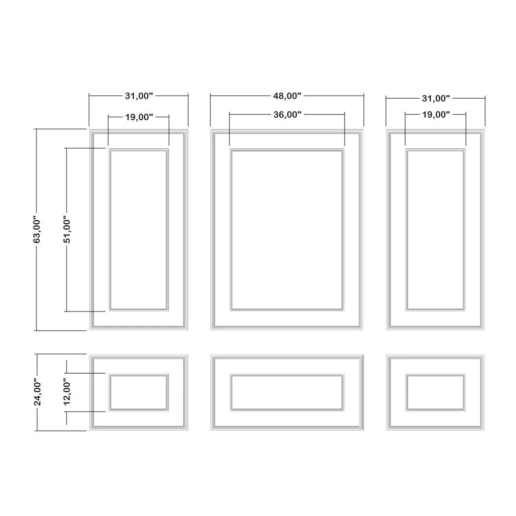 Pre-Cut Wall Molding Kit for Dining Room - 3 Upper & 3 Bottom Nested Frames | Easy Installation