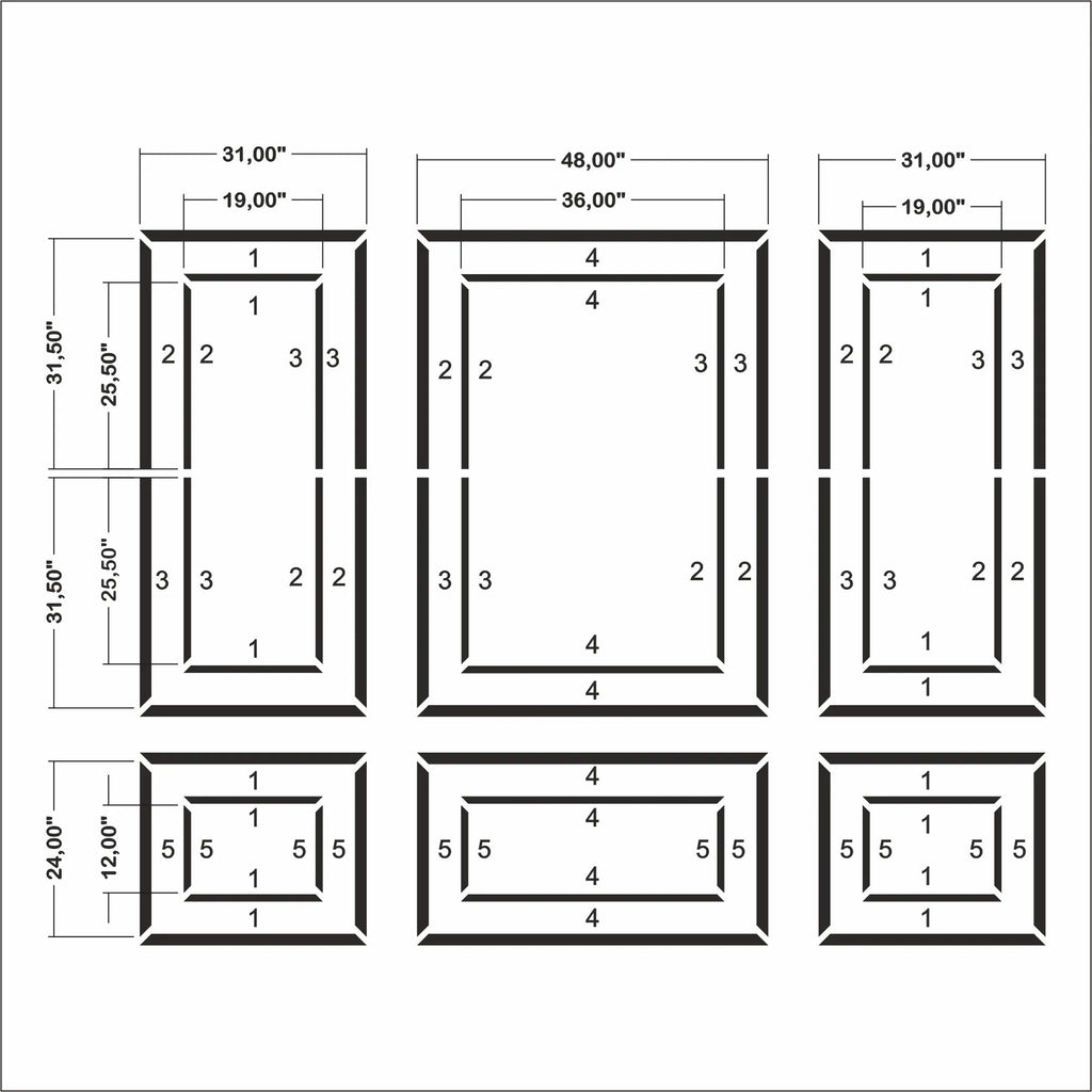 Pre-Cut Wall Molding Kit for Dining Room - 3 Upper & 3 Bottom Nested Frames | Easy Installation