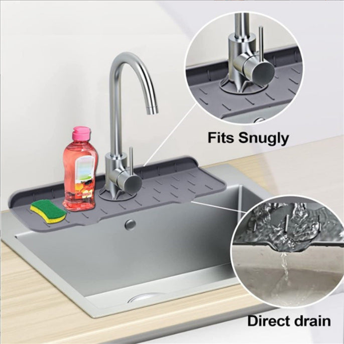Silicone Faucet Drain Pad Faucet Splash-Proof Water Pad Kitchen Sink Drying Pad Water-Blocking Pad
