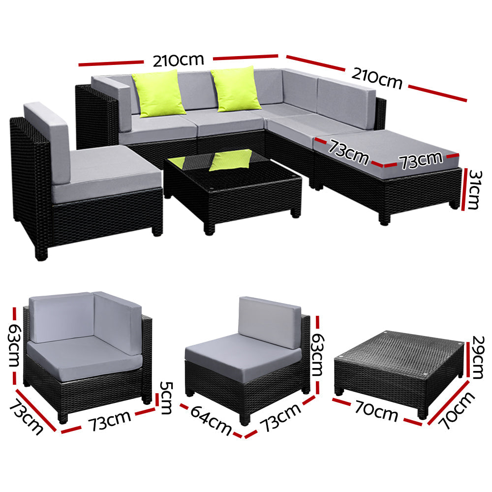 NNEDSZ 7PC Sofa Set Outdoor Furniture Lounge Setting Wicker Couches Garden Patio Pool