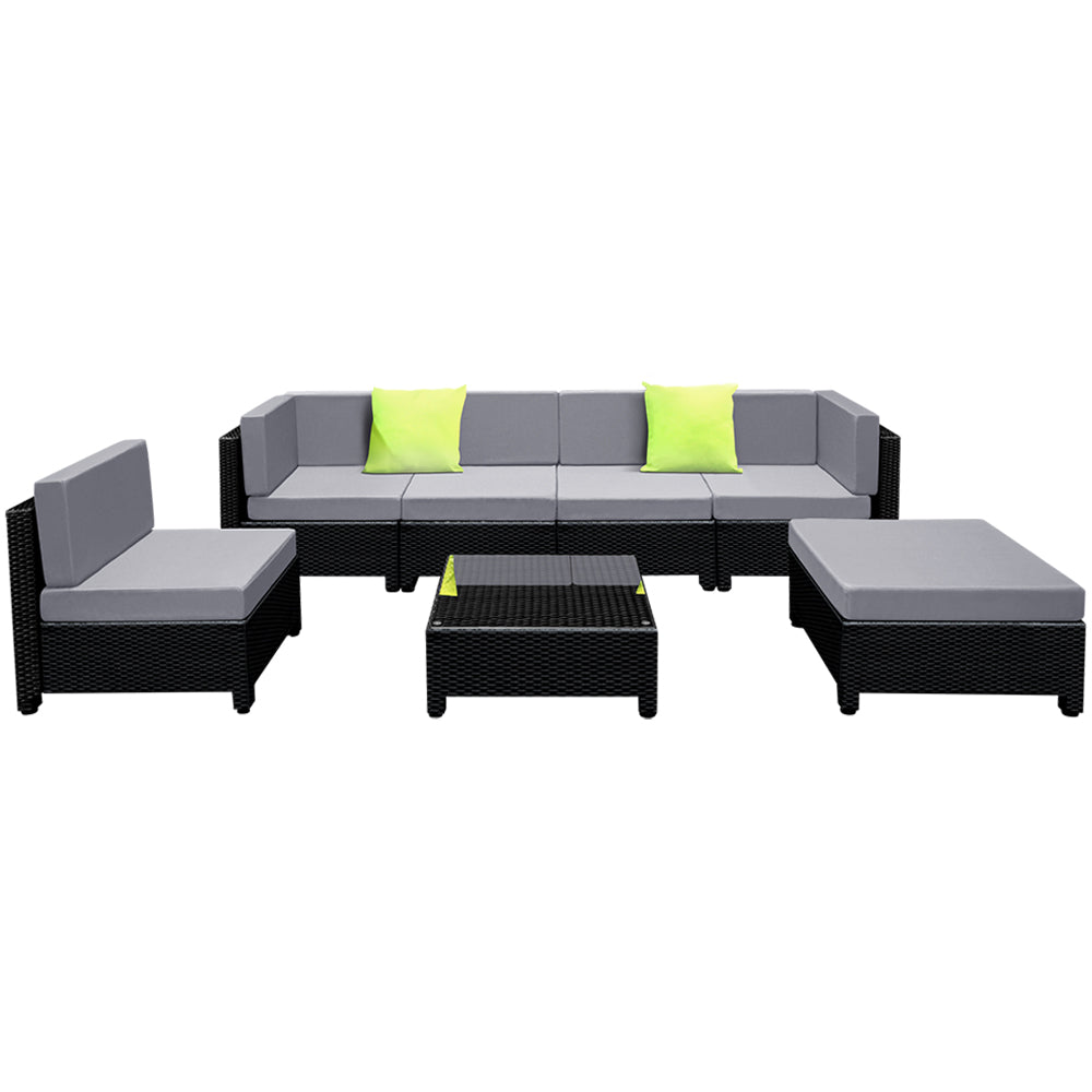 NNEDSZ 7PC Sofa Set Outdoor Furniture Lounge Setting Wicker Couches Garden Patio Pool