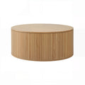 Artiss Round Coffee Table Storage Fluted Center Table Living Room Office 80cm Wood