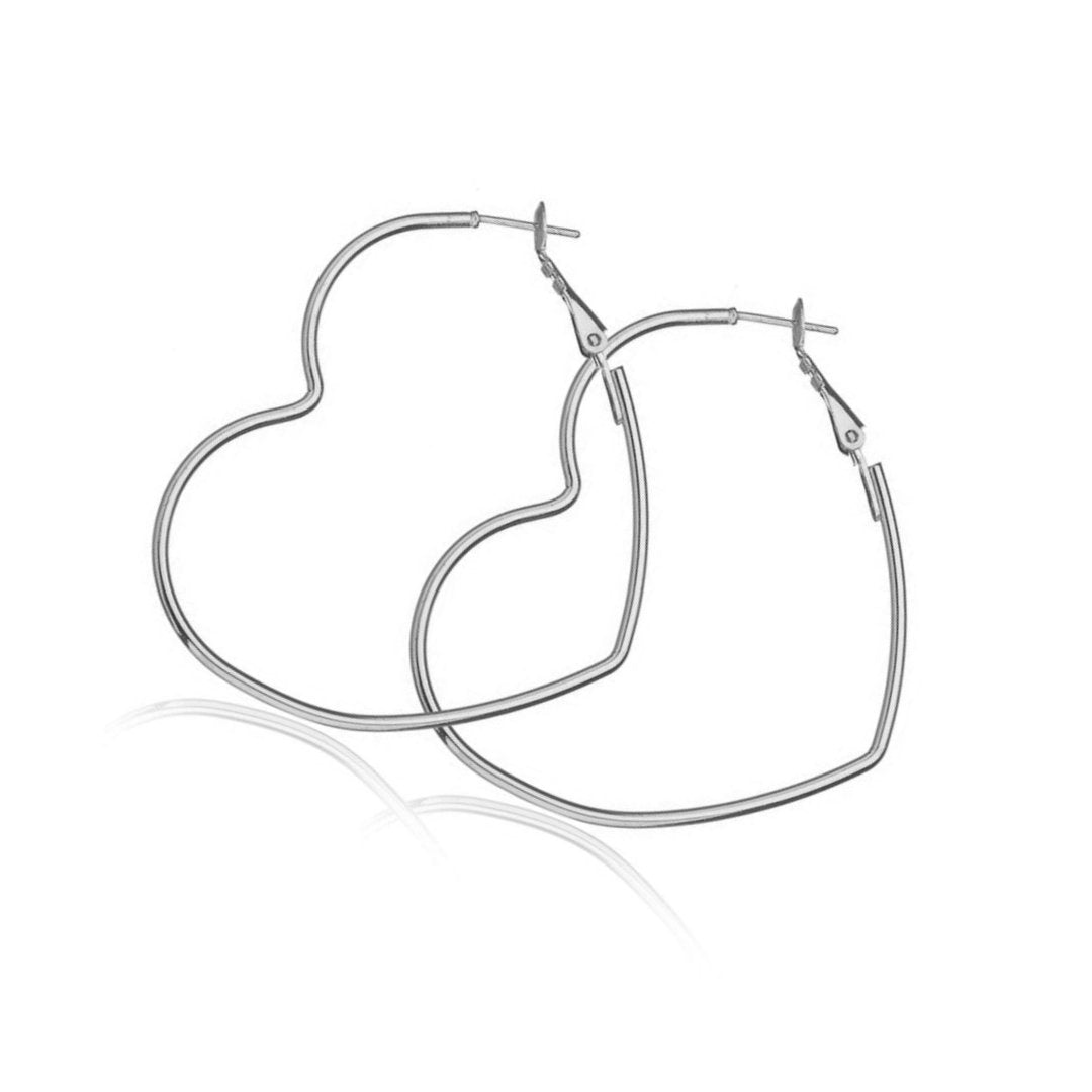 Heart Shaped Hoop Earrings (Silver or Gold) (Accessories) - view 10