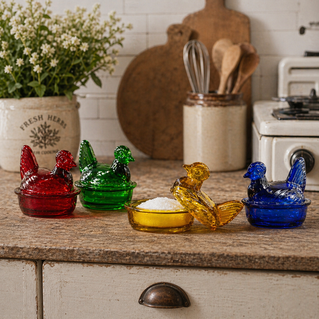 Nesting Hen Bowl & Lid - EMERALD GREEN | Hand Blown Glass - Colombia