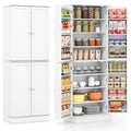 Tall 65.5-inch freestanding kitchen pantry cabinet by DirectDeals with multiple storage shelves and a sleek wooden finish.