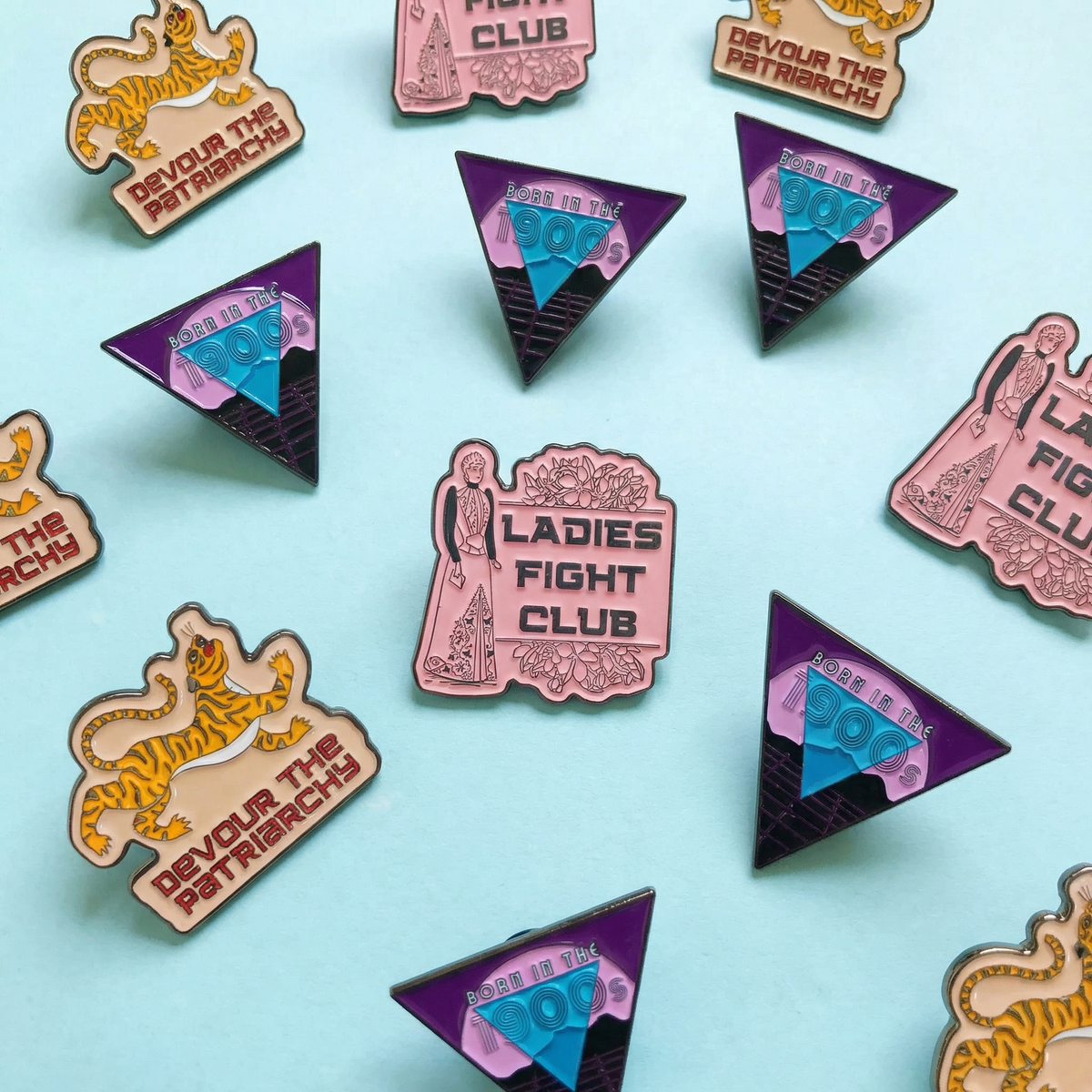 Ladies Fight Club Enamel Pin Victorian Funny Lapel Pin